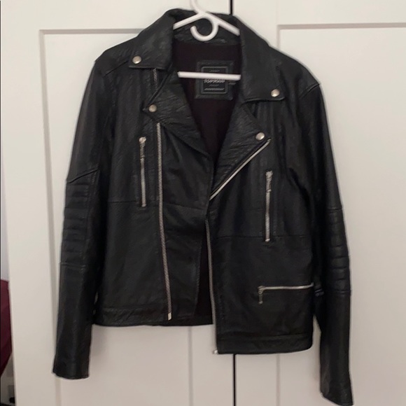 Topman Leather Motorcycle Jacket 